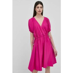 Šaty Silvian Heach ružová farba, mini, áčkový strih vyobraziť