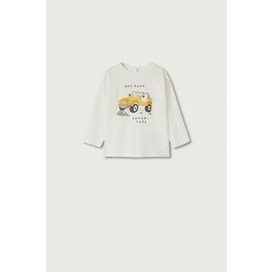 Detská bavlnená košeľa s dlhým rukávom Mango Kids biela farba, s potlačou vyobraziť
