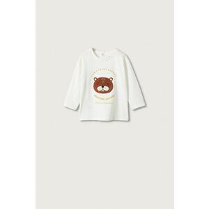 Detská bavlnená košeľa s dlhým rukávom Mango Kids biela farba, s potlačou vyobraziť
