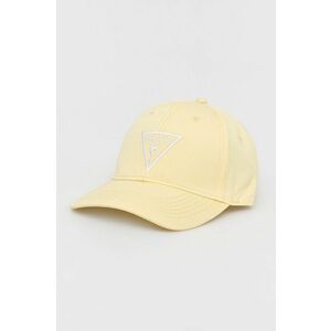 Bavlnená čiapka Guess žltá farba, jednofarebná vyobraziť