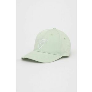 Bavlnená čiapka Guess zelená farba, jednofarebná vyobraziť