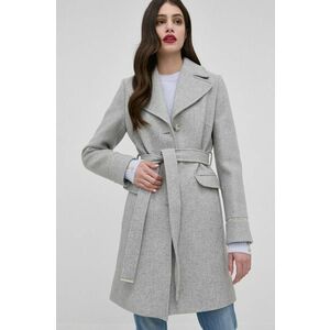 Vlnený kabát Morgan šedá farba, prechodný, vyobraziť