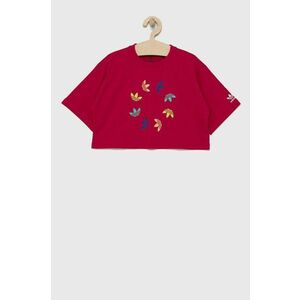 Detské bavlnené tričko adidas Originals HE4776 ružová farba, vyobraziť
