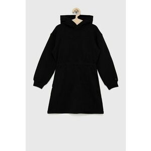 Dievčenské bavlnené šaty Tommy Hilfiger čierna farba, mini, áčkový strih vyobraziť