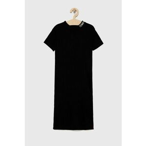 Dievčenské šaty Tommy Hilfiger čierna farba, midi, rovná vyobraziť