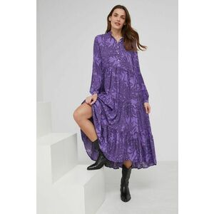 Šaty Answear Lab fialová farba, midi, áčkový strih vyobraziť