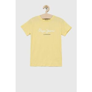 Detské bavlnené tričko Pepe Jeans žltá farba, s potlačou vyobraziť