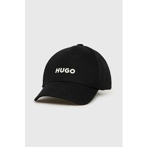 Bavlnená čiapka Hugo čierna farba, s potlačou vyobraziť