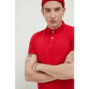 Bavlnené polo tričko Superdry červená farba, jednofarebné vyobraziť