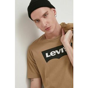 Bavlnené tričko Levi's hnedá farba, s potlačou vyobraziť