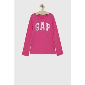 Detská bavlnená košeľa s dlhým rukávom GAP ružová farba, vyobraziť