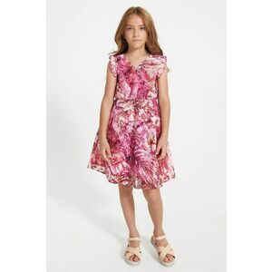 Dievčenské šaty Guess ružová farba, midi, áčkový strih vyobraziť