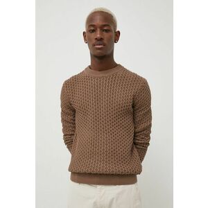 Bavlnený sveter Solid pánsky, hnedá farba, vyobraziť