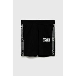 Detské bavlnené šortky EA7 Emporio Armani čierna farba, nastaviteľný pás vyobraziť
