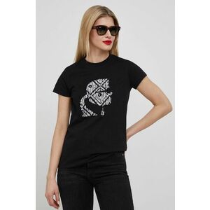 Bavlnené tričko Karl Lagerfeld čierna farba, vyobraziť