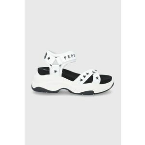 Sandále Pepe Jeans Grub Star dámske, biela farba, na platforme vyobraziť