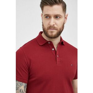 Bavlnené polo tričko Tommy Hilfiger bordová farba, jednofarebné vyobraziť