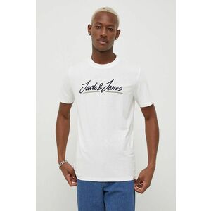 Bavlnené tričko Jack & Jones biela farba, s nášivkou vyobraziť
