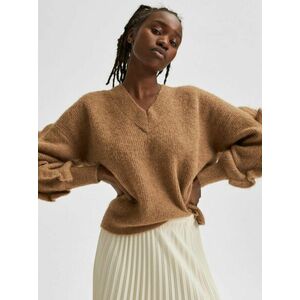 Hnedý vlnený sveter Selected Femme Alpaka Rut vyobraziť