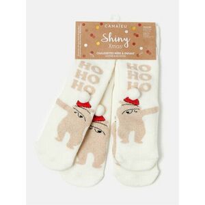 Sada dvoch párov krémových ponožiek s vianočným motívom CAMAIEU vyobraziť