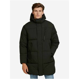 Čierny pánsky prešívaný zimný kabát s kapucou Tom Tailor Denim vyobraziť