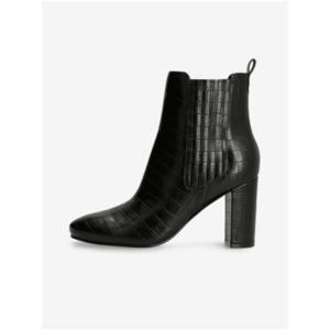 Čierne dámske vzorované členkové topánky na podpätku Guess vyobraziť