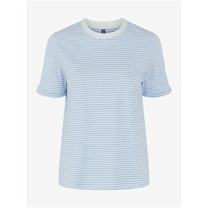 Bielo-modré pruhované tričko Pieces Ria vyobraziť