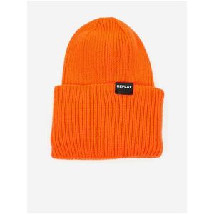 Oranžová pánska rebrovaná zimná čiapka Replay vyobraziť