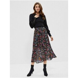Čierna dámska kvetovaná midi sukňa Moodo vyobraziť