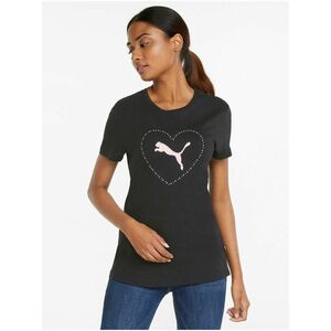 Čierne dámske vzorované tričko s ozdobnými detailmi Puma Valentine’s Day vyobraziť