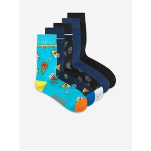Sada piatich párov ponožiek v modrej a čiernej farbe Jack & Jones Flash vyobraziť