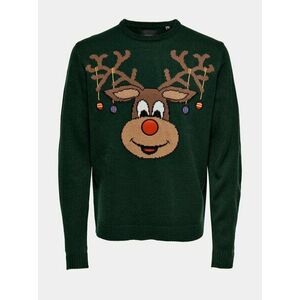 Zelený sveter s vianočným motívom ONLY & SONS Xmas vyobraziť