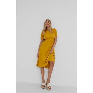 Šaty Answear Lab žltá farba, midi, áčkový strih vyobraziť