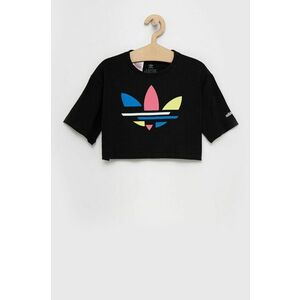 Detské bavlnené tričko adidas Originals čierna farba vyobraziť