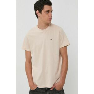 Bavlnené tričko Tommy Jeans priehľadná farba, jednofarebné vyobraziť