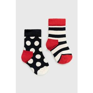 Detské ponožky Happy Socks Stripe (2-pak) tmavomodrá farba vyobraziť