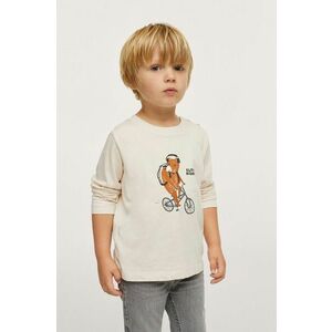 Detská bavlnená košeľa s dlhým rukávom Mango Kids Slow šedá farba, s potlačou vyobraziť
