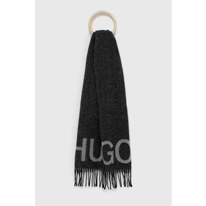 Vlnený šál Hugo čierna farba, vzorovaný vyobraziť