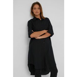 Bavlnená košeľa Answear Lab dámska, čierna farba, voľný strih, s klasickým golierom vyobraziť