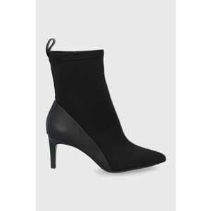 Členkové topánky Calvin Klein dámske, čierna farba, na vysokom podpätku vyobraziť
