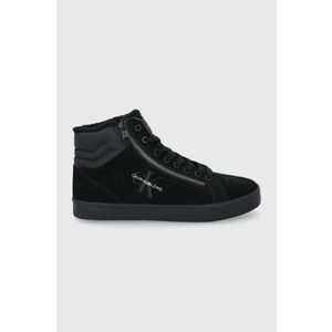 Semišové topánky Calvin Klein Jeans čierna farba vyobraziť