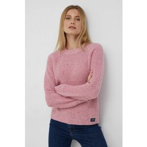 Vlnený sveter Superdry dámsky, ružová farba, ľahký vyobraziť