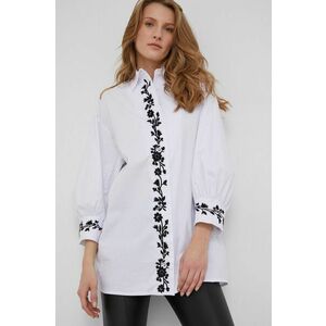 Bavlnená košeľa Answear Lab dámska, biela farba, voľný strih, s klasickým golierom vyobraziť