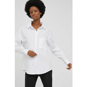 Košeľa Answear Lab dámska, biela farba, voľný strih, s klasickým golierom vyobraziť