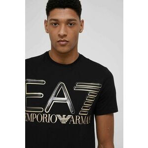 Bavlnené tričko EA7 Emporio Armani čierna farba, jednofarebné vyobraziť