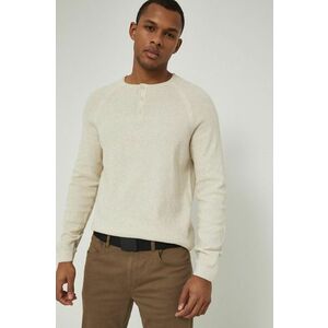 Bavlnený sveter Medicine pánsky, béžová farba, ľahký, vyobraziť