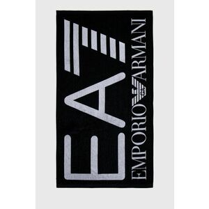 Bavlnený uterák EA7 Emporio Armani čierna farba vyobraziť