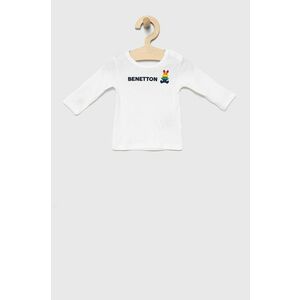 Detská bavlnená košeľa s dlhým rukávom United Colors of Benetton biela farba, s potlačou vyobraziť