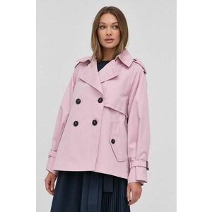 Kabát Weekend Max Mara dámsky, ružová farba, prechodný, dvojradový vyobraziť