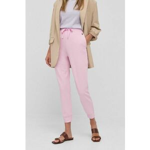 Bavlnené nohavice Weekend Max Mara dámske, ružová farba, jednofarebné vyobraziť